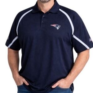 NEW ENGLAND PATRIOTS Mens Shirt Size 2XL Blue Short Sleeve Collar Reebok NFL